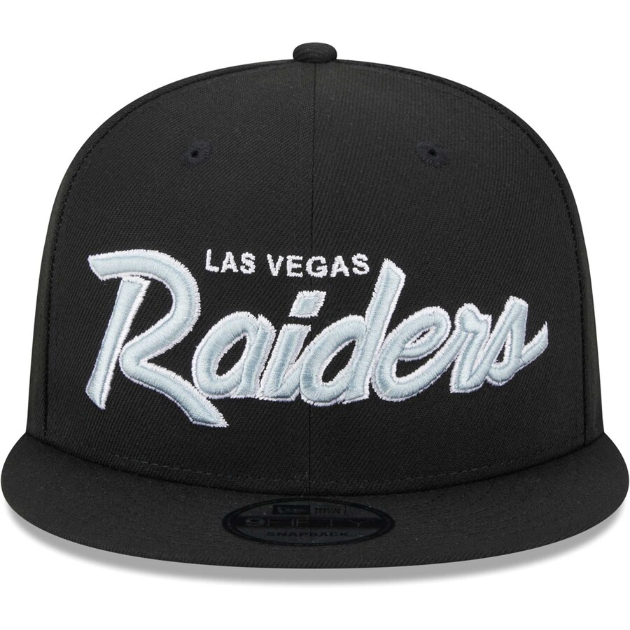 LAS VEGAS RAIDERS YOUTH EVERGREEN SCRIPT 9FIFTY SNAPBACK HAT - BLACK