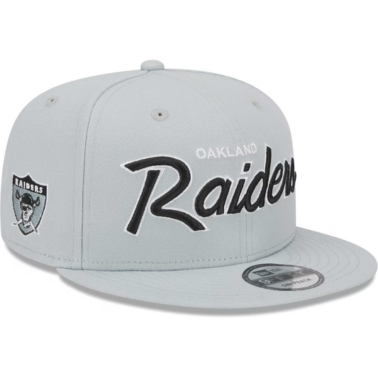 LAS VEGAS RAIDERS YOUTH EVERGREEN SCRIPT 9FIFTY SNAPBACK HAT - RETRO