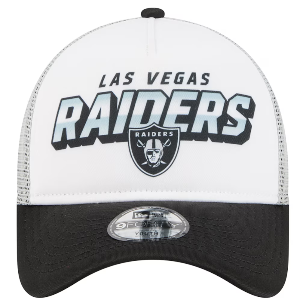 LAS VEGAS RAIDERS YOUTH STREAK A-FRAME 9FORTY ADJUSTABLE HAT - WHITE/BLACK