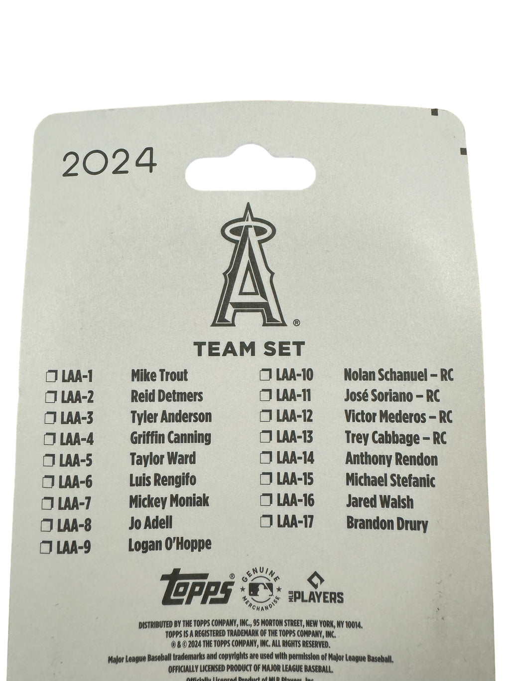 LOS ANGELES ANGELS 2024 TOPPS TEAM SET