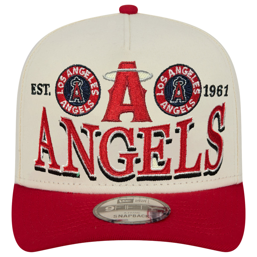LOS ANGELES ANGELS NEW ERA TRI-HIT 9FIFTY A-FRAME SNAPBACK HAT - CHROME WHITE/RED