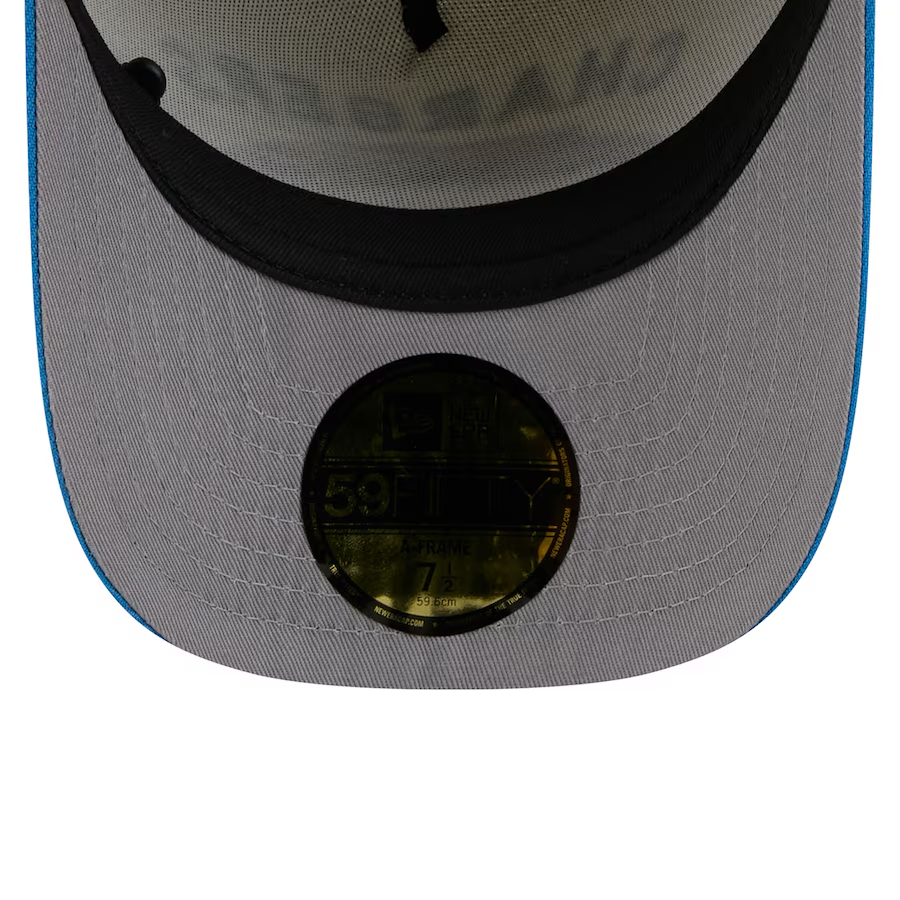 LOS ANGELES CHARGERS 2025 NFL DRAFT A-FRAME 59FIFTY FITTED HAT - CHROME WHITE/POWDER BLUE