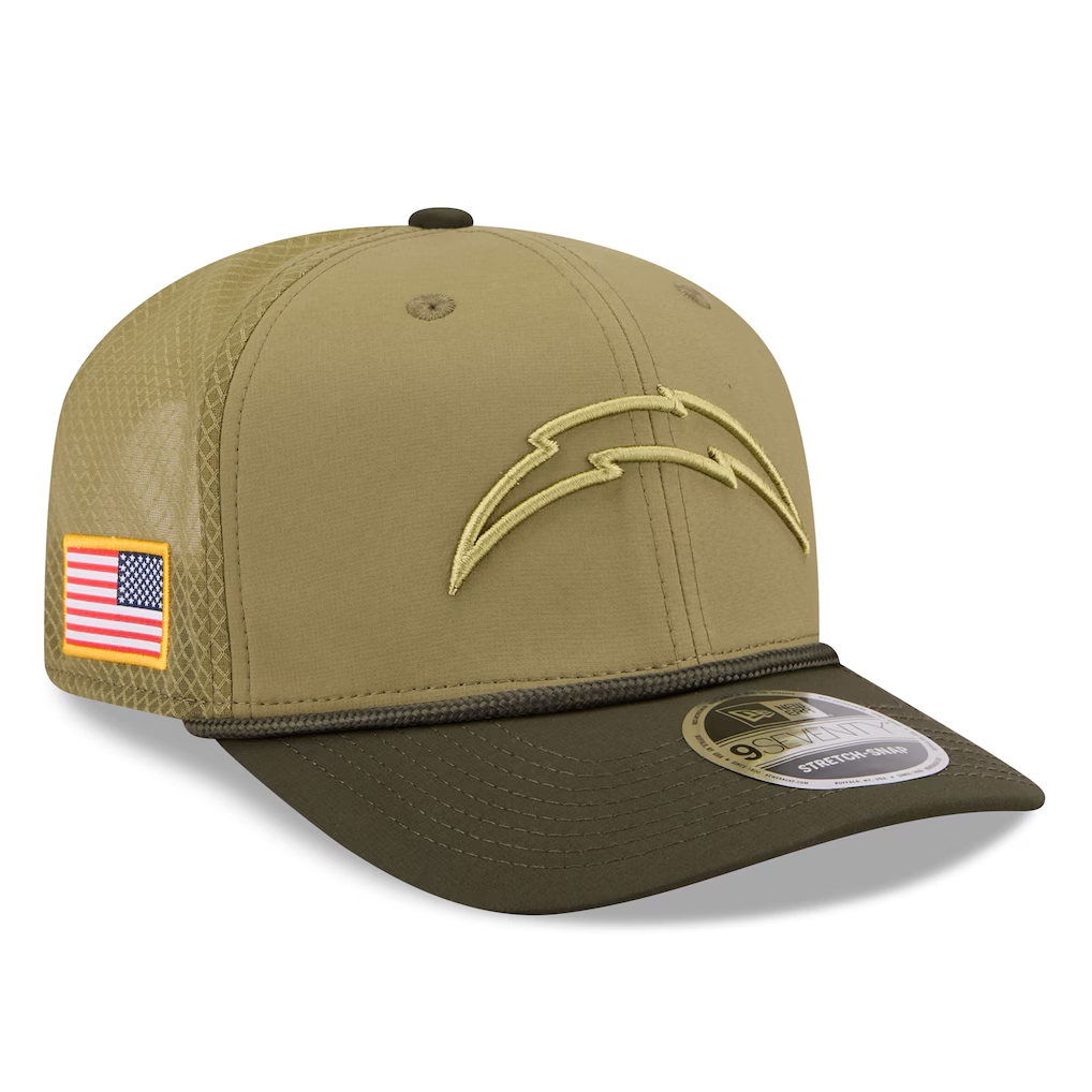 LOS ANGELES CHARGERS 2025 NFL SALUTE TO SERVICE 9SEVENTY ADJUSTABLE HAT - GREEN