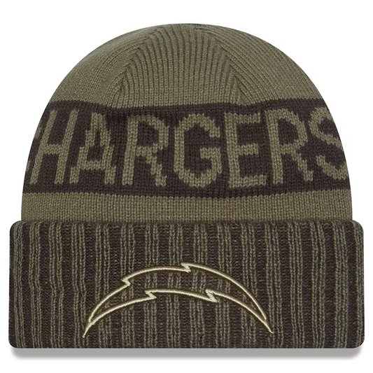 LOS ANGELES CHARGERS 2025 NFL SALUTE TO SERVICE CUFFED KNIT BEANIE - DARK GREEN