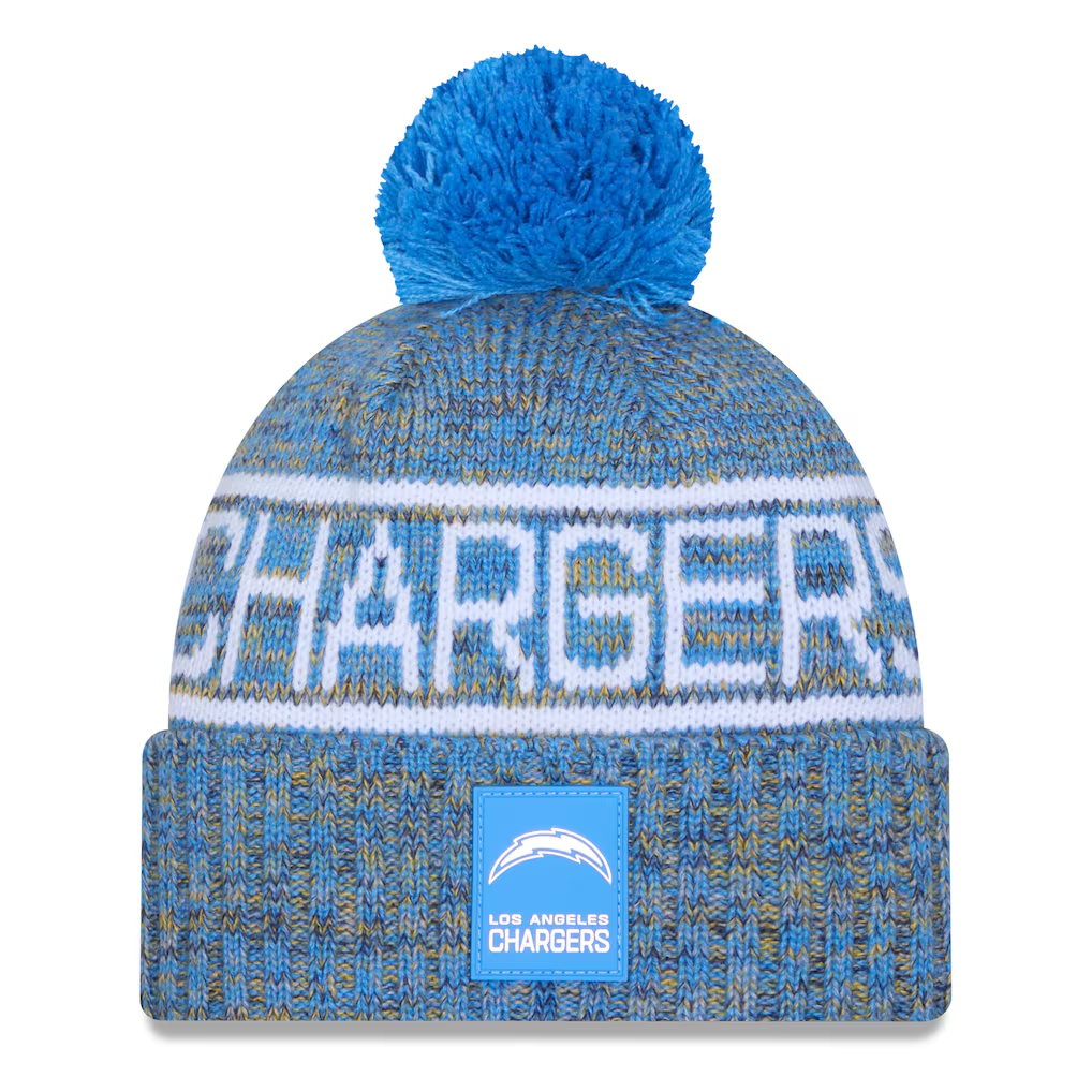 LOS ANGELES CHARGERS 2025 NFL SIDELINE COLD WEATHER CUFFED KNIT WITH POM - POWDER BLUE