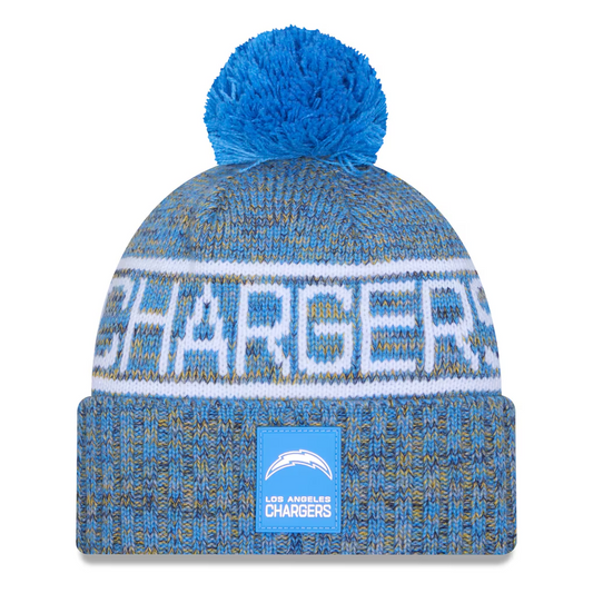 LOS ANGELES CHARGERS 2025 NFL SIDELINE COLD WEATHER CUFFED KNIT WITH POM - POWDER BLUE