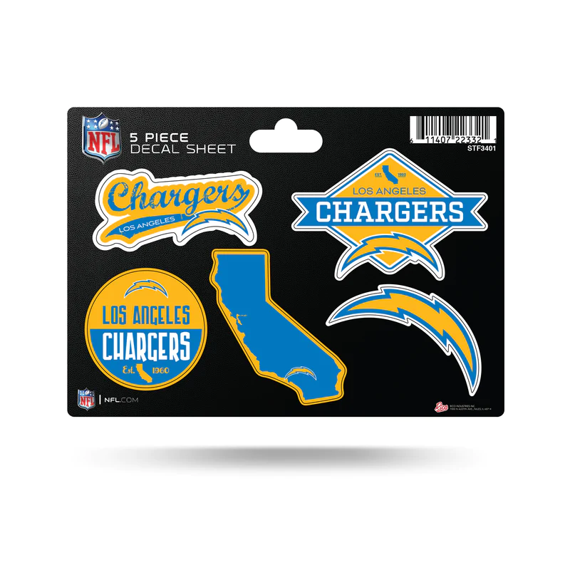 LOS ANGELES CHARGERS 5-PIECE STICKER SHEET