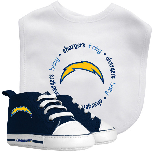LOS ANGELES CHARGERS BABY 2PC BIB AND PRE-WALKERS GIFT SET