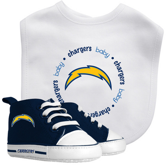 SET DE REGALO DE BABERO Y PRE-WALKERS DE 2 PIEZAS PARA BEBÉ LOS ANGELES CHARGERS