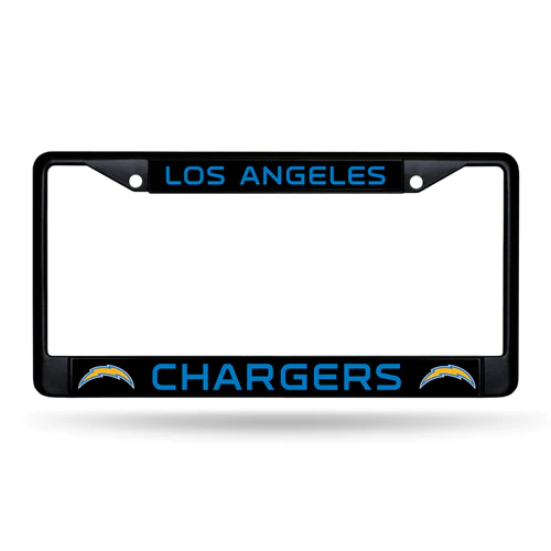 LOS ANGELES CHARGERS BLACK CHROME METAL LICENSE PLATE FRAME