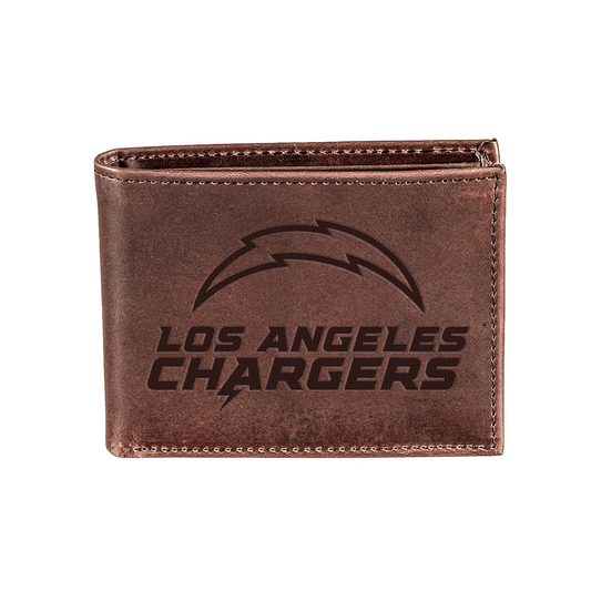 LOS ANGELES CHARGERS BROWN BI-FOLD LEATHER WALLET
