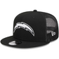 LOS ANGELES CHARGERS EVERGREEN TRUCKER 9FIFTY SNAPBACK HAT - BLACK/WHITE