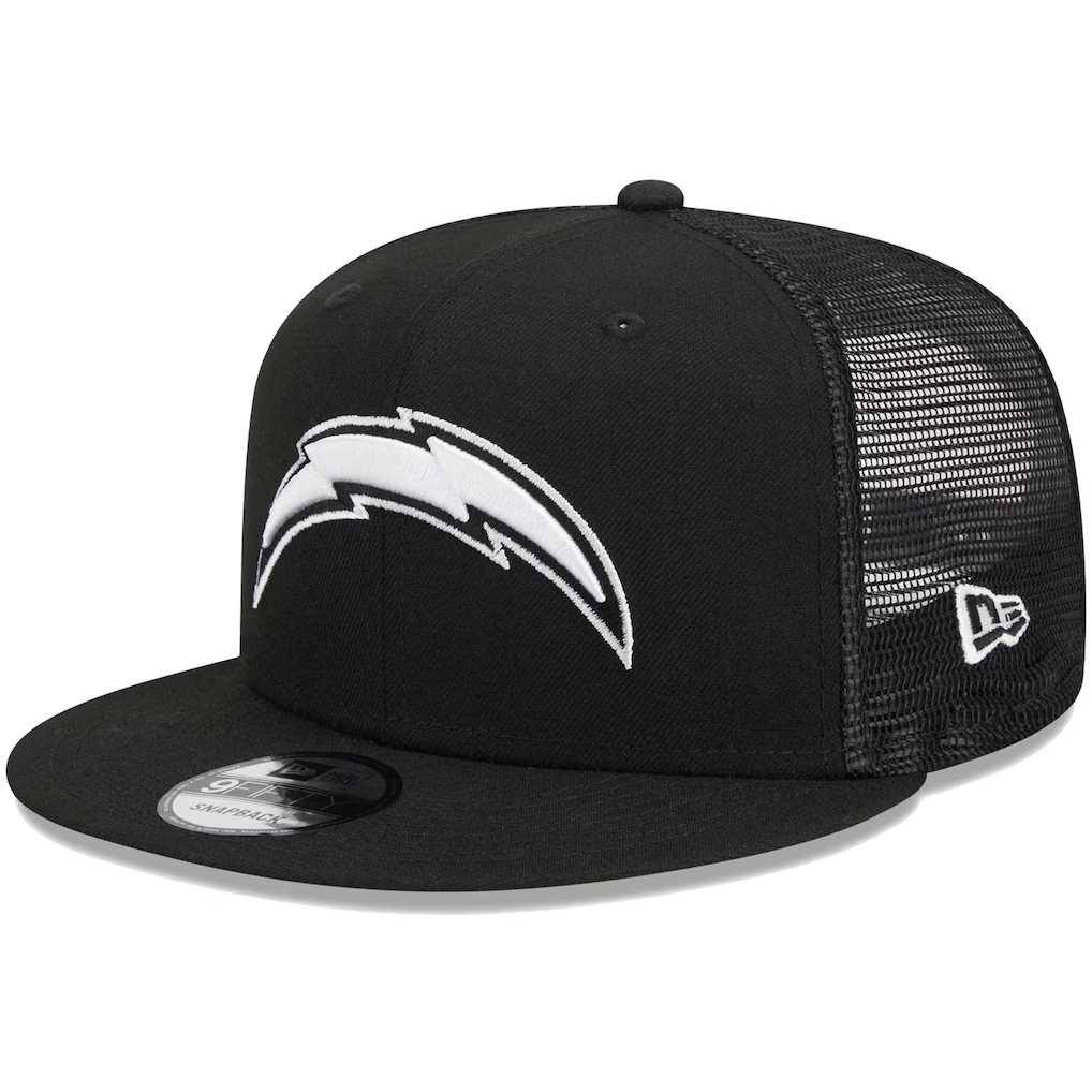 LOS ANGELES CHARGERS EVERGREEN TRUCKER 9FIFTY SNAPBACK HAT - BLACK/WHITE