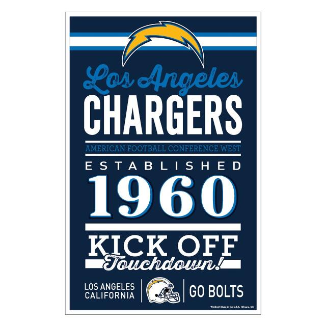 LOS ANGELES CHARGERS HOME WORDAGE 11X17 WALL SIGN