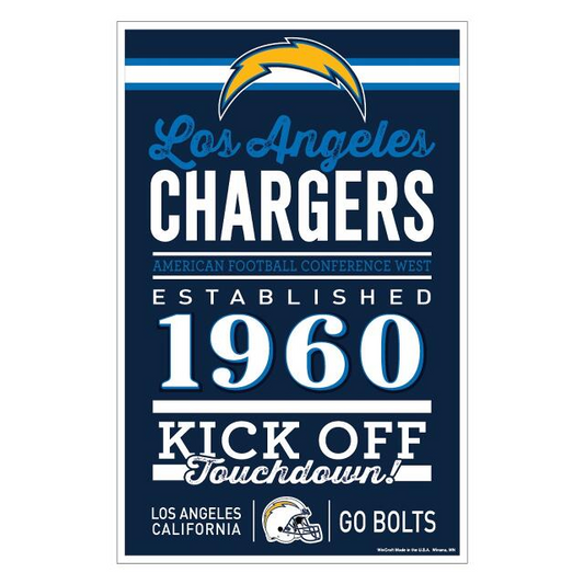 LOS ANGELES CHARGERS HOME WORDAGE 11X17 CARTEL DE PARED