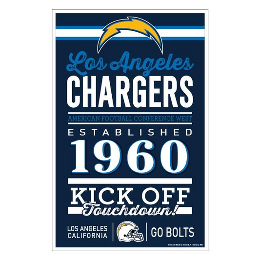 LOS ANGELES CHARGERS HOME WORDAGE 11X17 WALL SIGN