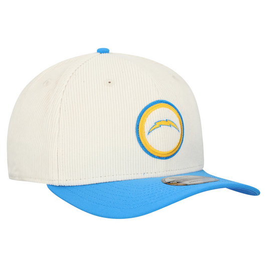 LOS ANGELES CHARGERS LOYAL CORDUROY 9SEVENTY STRETCH-SNAP ADJUSTABLE HAT - CHROME WHITE/POWDER BLUE
