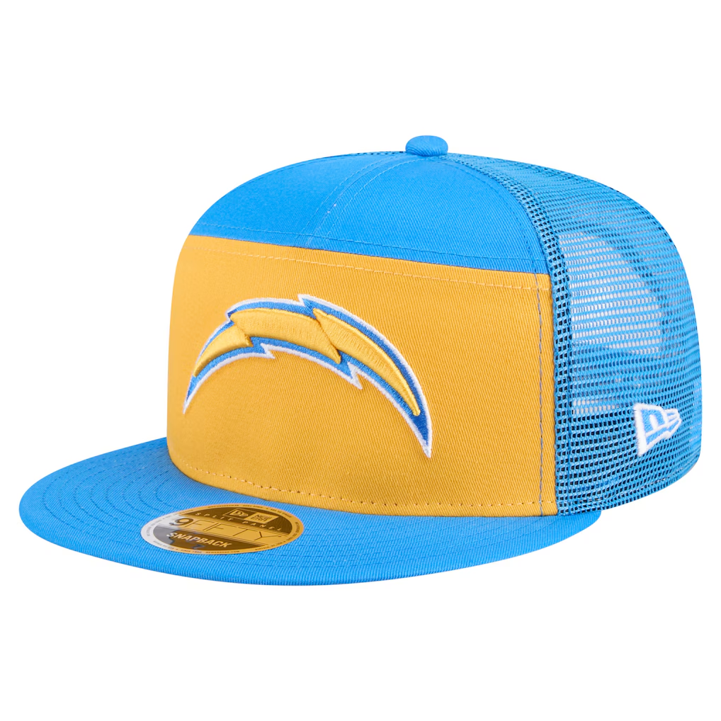 LOS ANGELES CHARGERS OUTDOOR SPLIT PANEL TRUCKER 9FIFTY SNAPBACK HAT