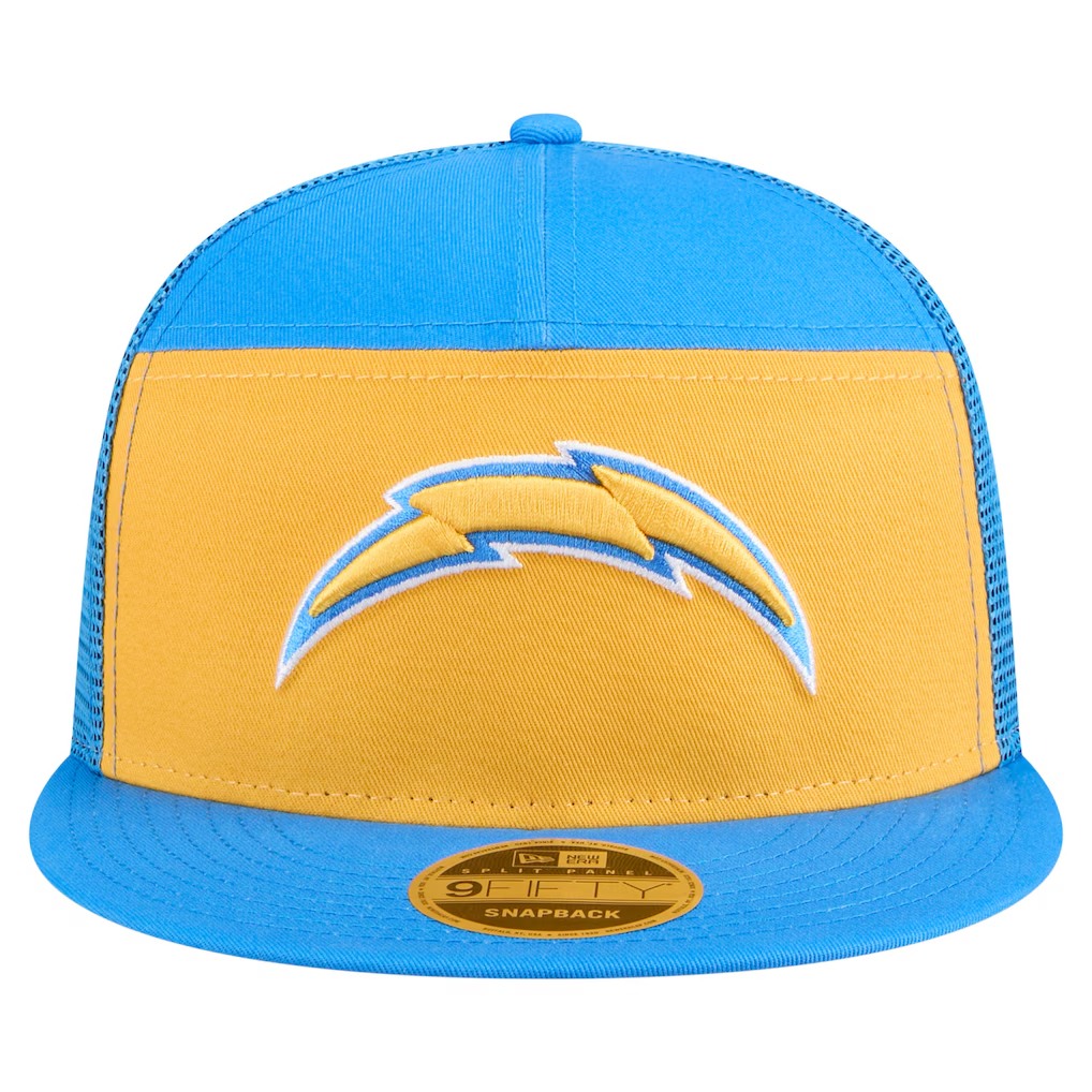 LOS ANGELES CHARGERS OUTDOOR SPLIT PANEL TRUCKER 9FIFTY SNAPBACK HAT
