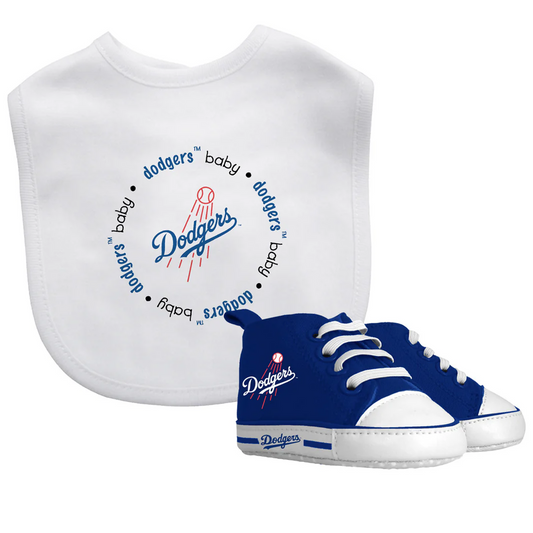 LOS ANGELES DODGERS 2-PIECE BIB AND PRE-WALKERS GIFT SET