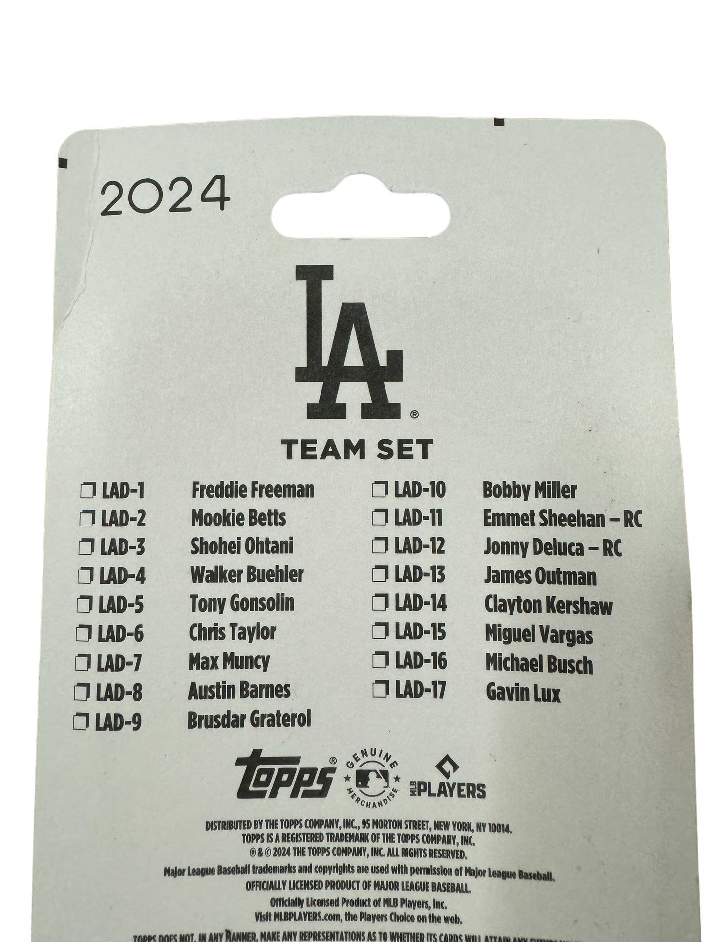 LOS ANGELES DODGERS 2024 TOPPS TEAM SET