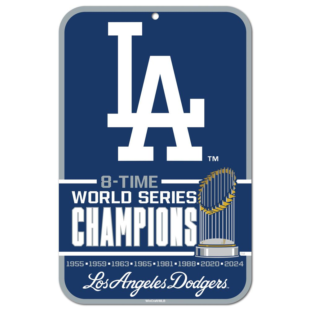 LOS ANGELES DODGERS 2024 WORLD SERIES CHAMPIONS 11" X 17" PLASTIC SIGN