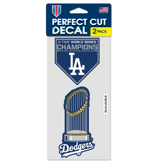LOS ANGELES DODGERS 2024 WORLD SERIES CHAMPIONS 4" X 4" PERFECT CUT COLOR DECAL SET