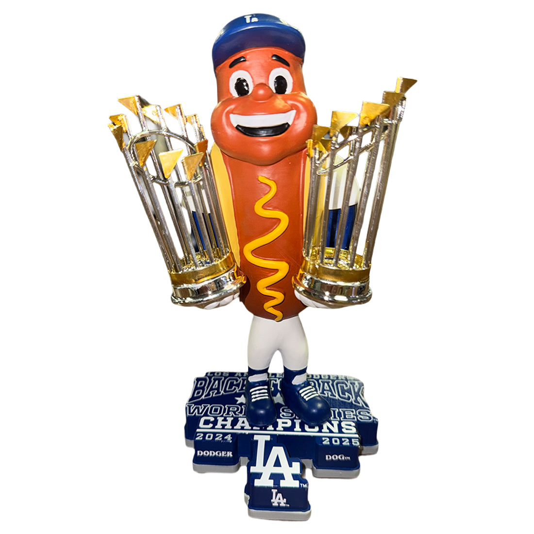LOS ANGELES DODGERS 2025 BACK TO BACK WORLD SERIES CHAMPIONS DODGER DOG BOBBLEHEAD