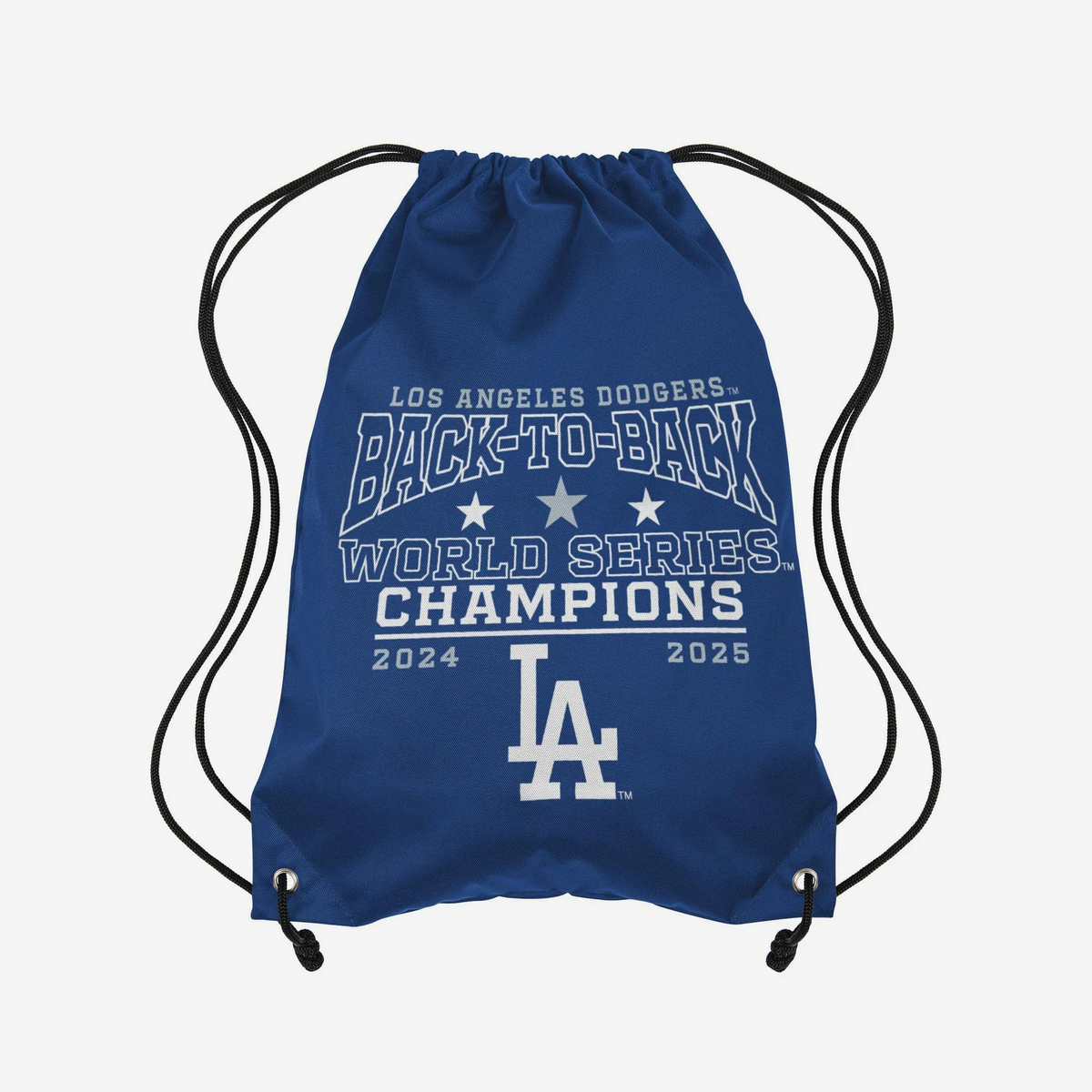 LOS ANGELES DODGERS 2025 BACK TO BACK WORLD SERIES CHAMPIONS DRAWSTRING BACKPACK