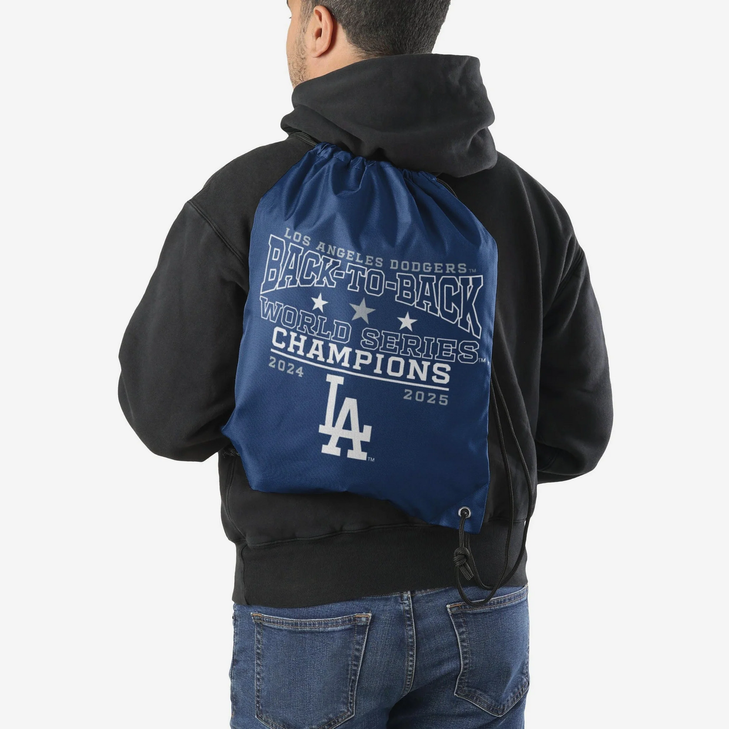 LOS ANGELES DODGERS 2025 BACK TO BACK WORLD SERIES CHAMPIONS DRAWSTRING BACKPACK