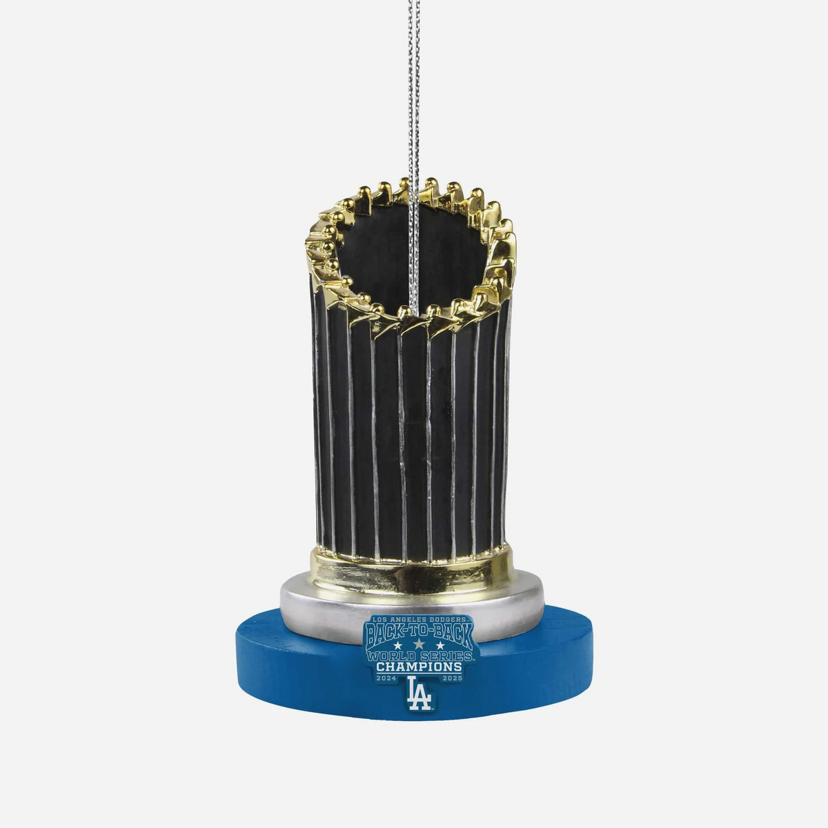 LOS ANGELES DODGERS 2025 BACK TO BACK WORLD SERIES CHAMPIONS TROPHY ORNAMENT