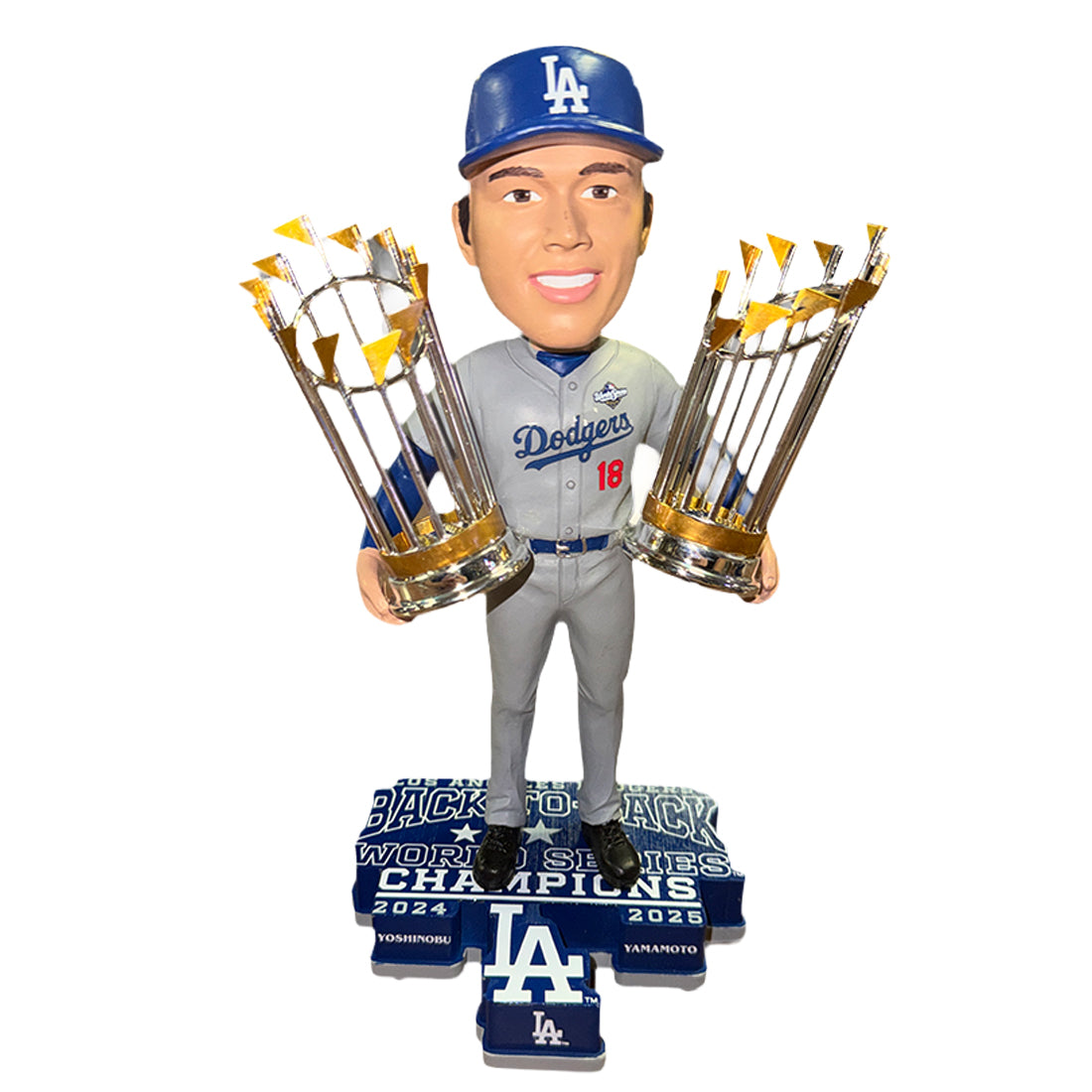 LOS ANGELES DODGERS 2025 BACK TO BACK WORLD SERIES CHAMPIONS YOSHINOBU YAMAMOTO BOBBLEHEAD