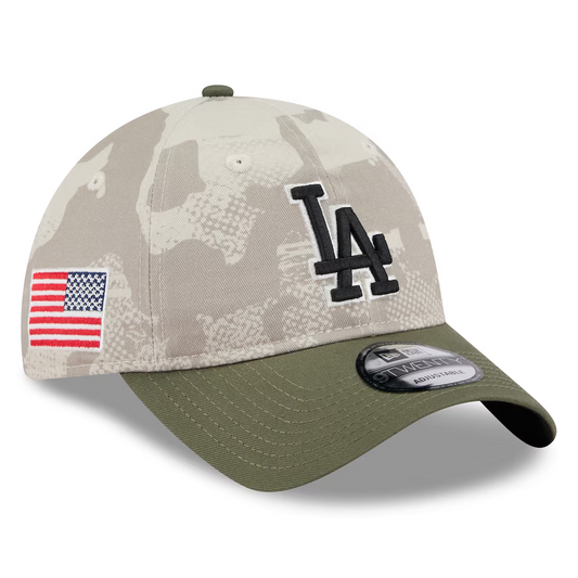 LOS ANGELES DODGERS 2025 MLB ARMED FORCES 9TWENTY ADJUSTABLE HAT - STONE/OLIVE