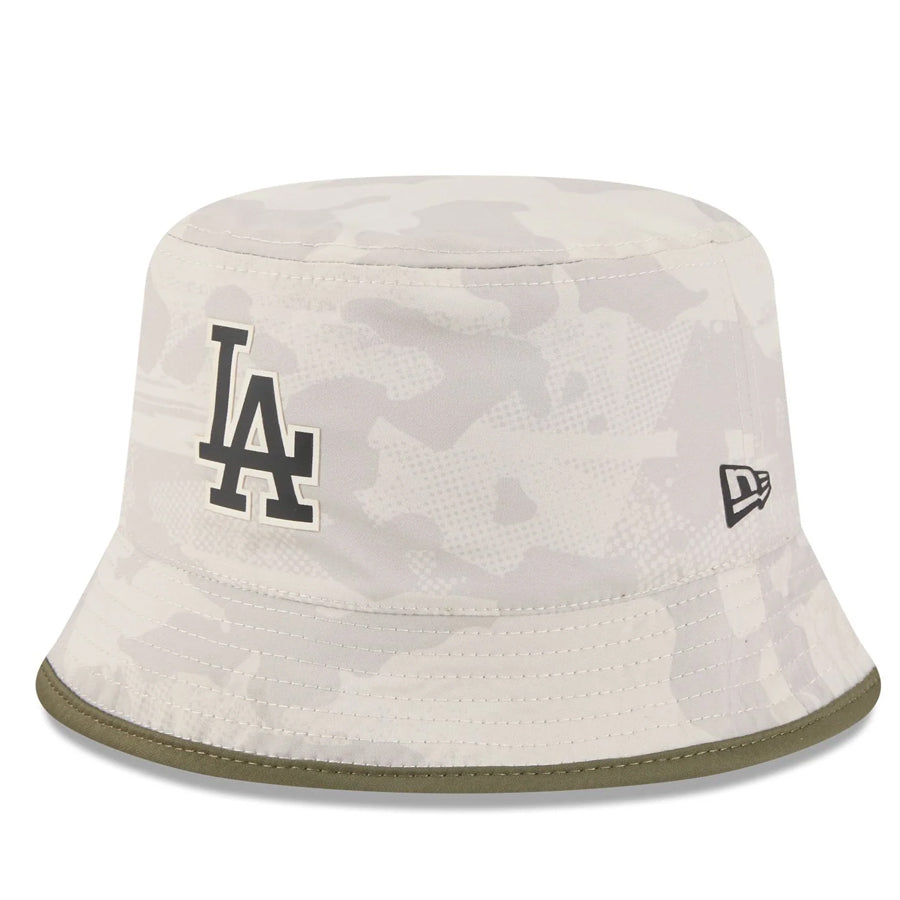 LOS ANGELES DODGERS 2025 MLB ARMED FORCES BUCKET HAT - STONE