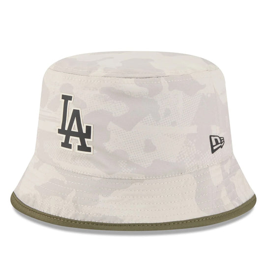 LOS ANGELES DODGERS 2025 MLB ARMED FORCES BUCKET HAT - STONE