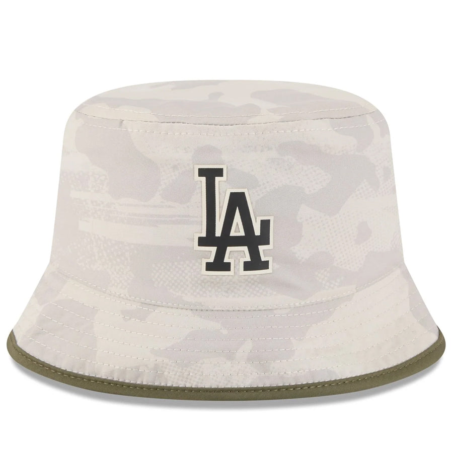 LOS ANGELES DODGERS 2025 MLB ARMED FORCES BUCKET HAT - STONE