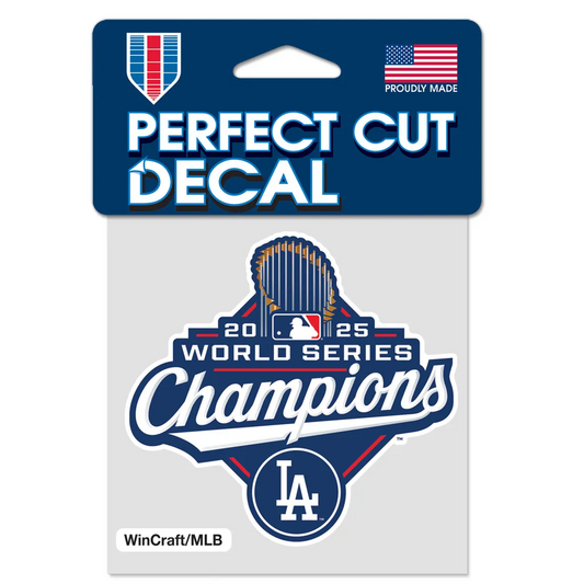 LOS ANGELES DODGERS 2025 WORLD SERIES CHAMPIONS 4" X 4" PERFECT CUT COLOR DECAL