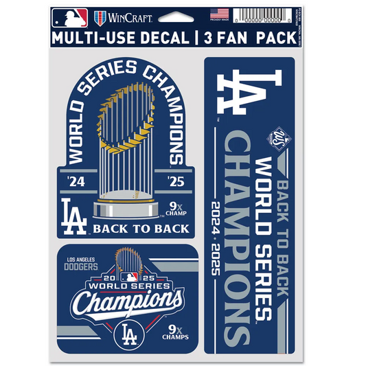 LOS ANGELES DODGERS 2025 WORLD SERIES CHAMPIONS MULTI-USE 3 FAN PACK DECALS
