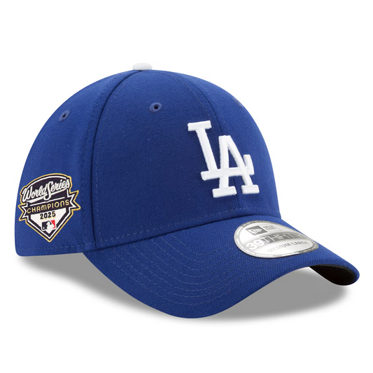 LOS ANGELES DODGERS 2025 WORLD SERIES CHAMPIONS SIDE PATCH 39THIRTY FLEX FIT HAT - ROYAL BLUE