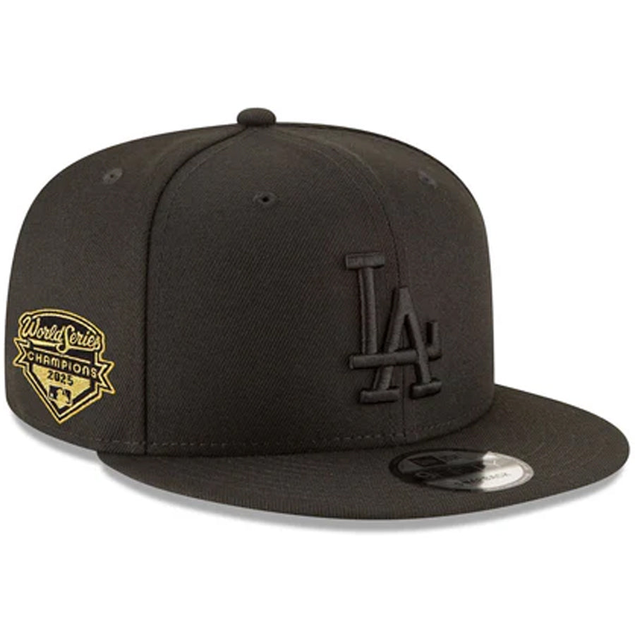 LOS ANGELES DODGERS 2025 WORLD SERIES CHAMPIONS SIDE PATCH 9FIFTY SNAPBACK HAT - BLACK/BLACK