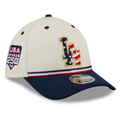 LOS ANGELES DODGERS 2026 MLB USA 250 4TH OF JULY 39THIRTY M-CROWN FLEX FIT HAT - CHROME WHITE/NAVY