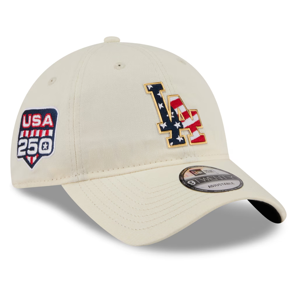 LOS ANGELES DODGERS 2026 MLB USA 250 4TH OF JULY 9TWENTY ADJUSTABLE HAT - CHROME WHITE