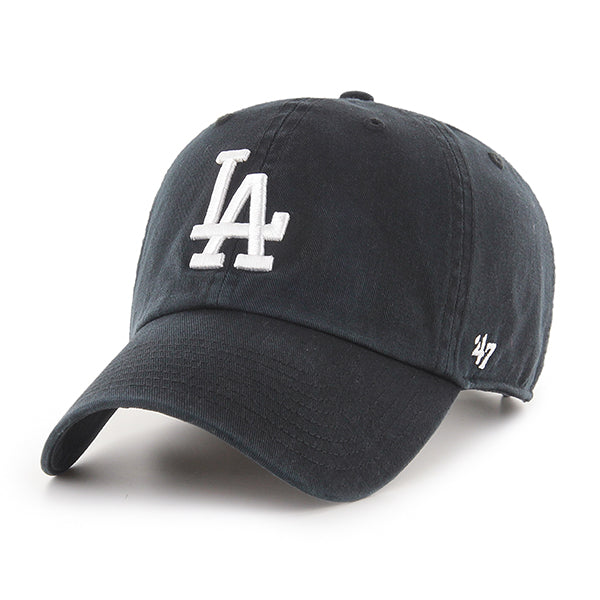 LOS ANGELES DODGERS '47 BRAND CLEAN UP ADJUSTABLE HAT - BLACK/WHITE