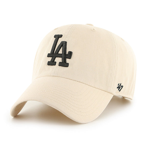 LOS ANGELES DODGERS '47 BRAND CLEAN UP ADJUSTABLE HAT - NATURAL/BLACK
