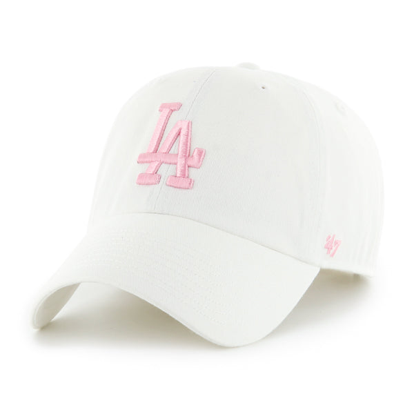 LOS ANGELES DODGERS '47 BRAND CLEAN UP ADJUSTABLE HAT - WHITE/PINK