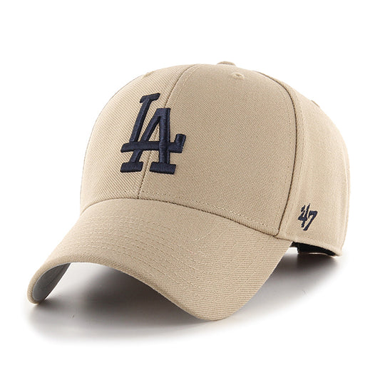 LOS ANGELES DODGERS '47 BRAND MVP ADJUSTABLE HAT - KHAKI/DARK NAVY