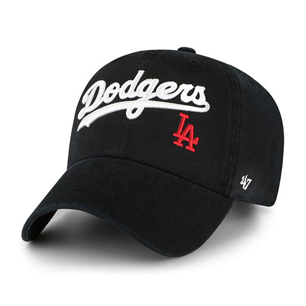 LOS ANGELES DODGERS '47 BRAND 'SCRIPT' CLEAN UP ADJUSTABLE HAT - BLACK