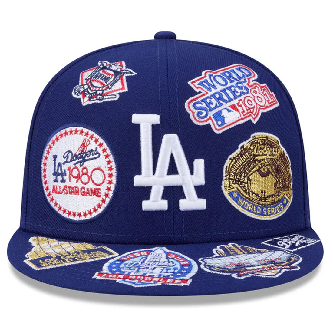 LOS ANGELES DODGERS ALL OVER PATCH 59FIFTY FITTED HAT - BLUE