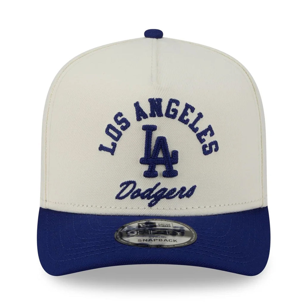 LOS ANGELES DODGERS ARCHED 9FIFTY A-FRAME SNAPBACK HAT - CHROME WHITE/ROYAL BLUE