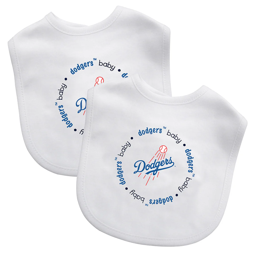 LOS ANGELES DODGERS BABY BIBS - 2 PACK - WHITE